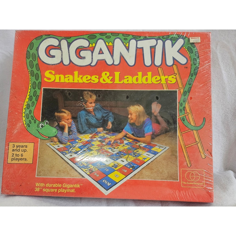 Vintage Gigantik Snakes & Ladders Floor Game The Games Gang 38in Playmat Sealed